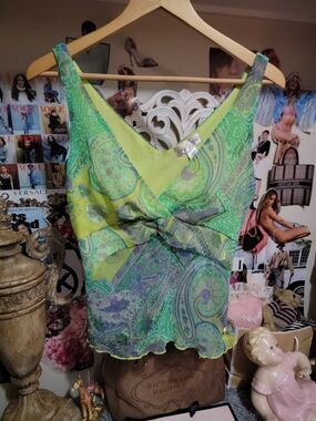 Y2K Baby Phat Green Paisley Tank Top